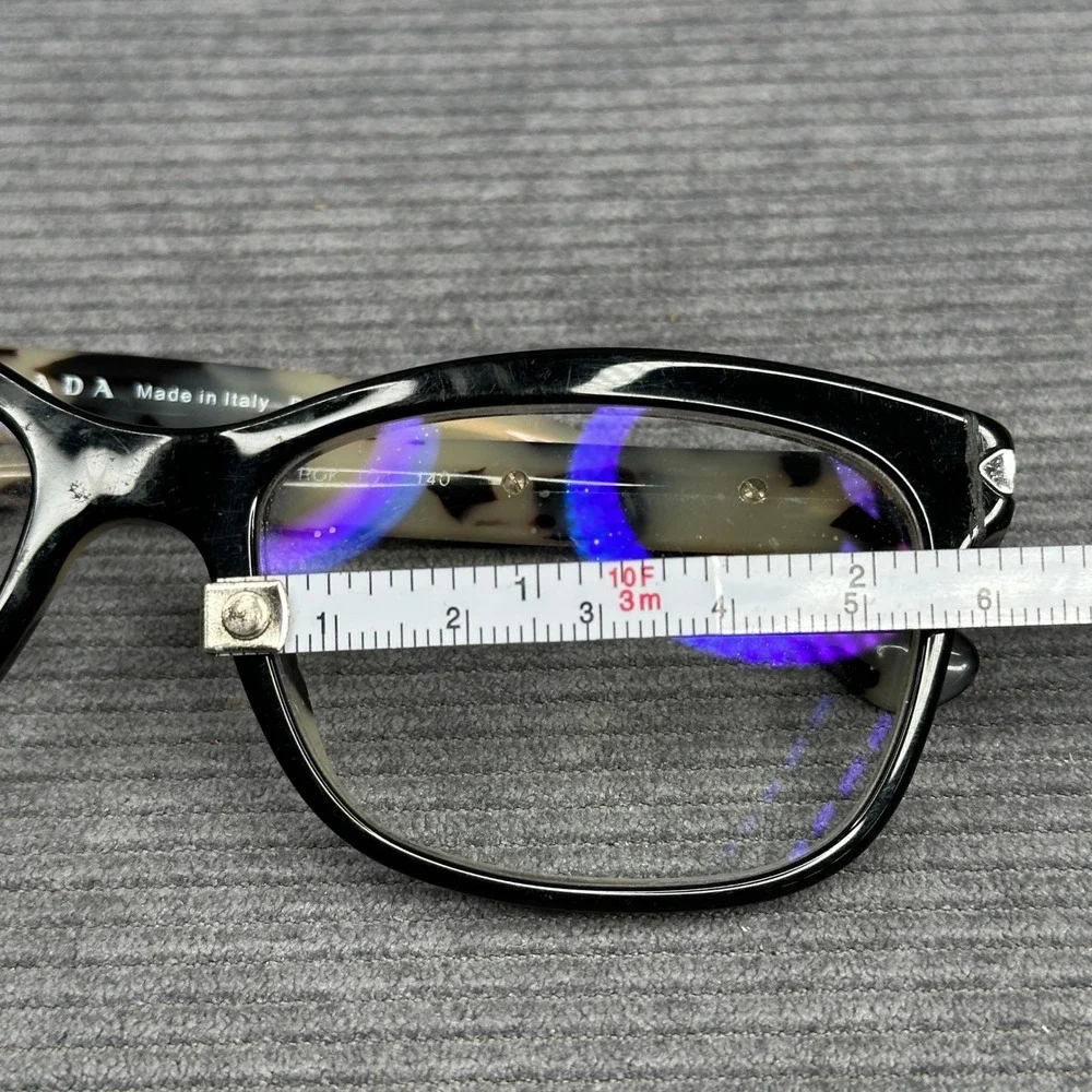 Prada VPR 10R Black Tortoise Shell Cat Eye Eyeglass Frames 53-17-140 Italy Y2k